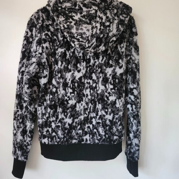 Athleta Women's Tugga Sherpa Jacquard Hoodie Sweatshirt XS Black and Gray - Picture 4 of 4